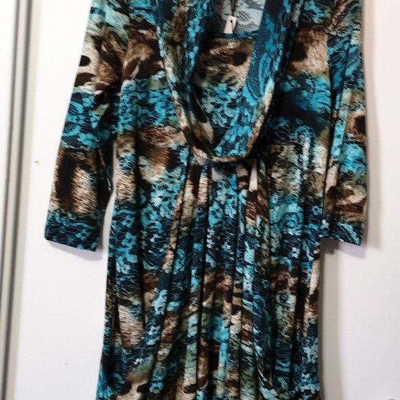 Red Coral Small size Sleeve Summer dress Multicolor blue Brown relax Dress up - Picture 1 of 9